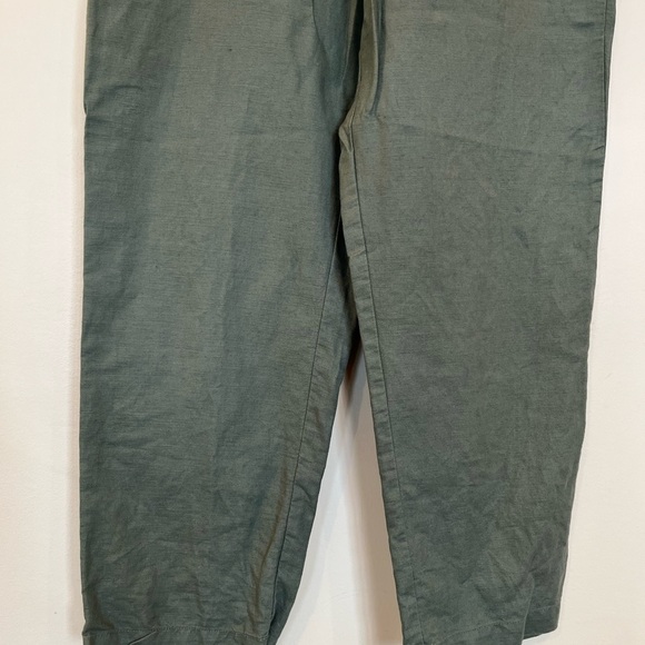 Gap Olive Green Linen Cotton Pants Elastic Waist Womens Medium - Picture 3 of 7